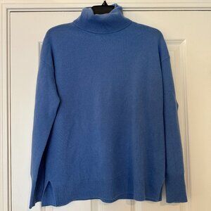 Nordstrom Brand Light Blue 100% Cashmere Turtleneck Sweater Size S